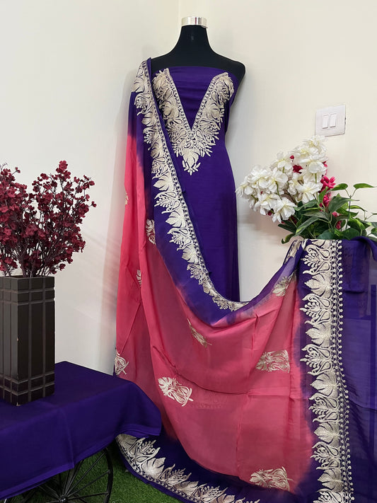 Sanam Purple Silk Kashmiri Suit