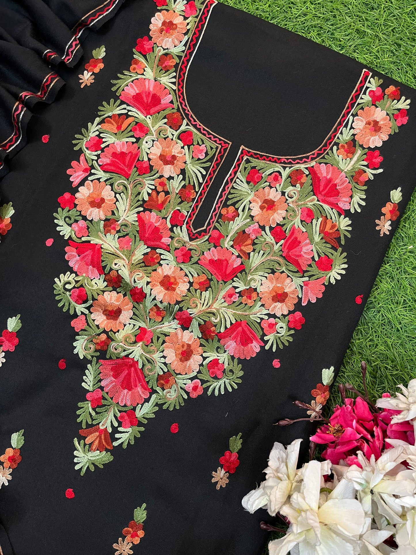 Black Woollen Aari Embroidered 3pc suit