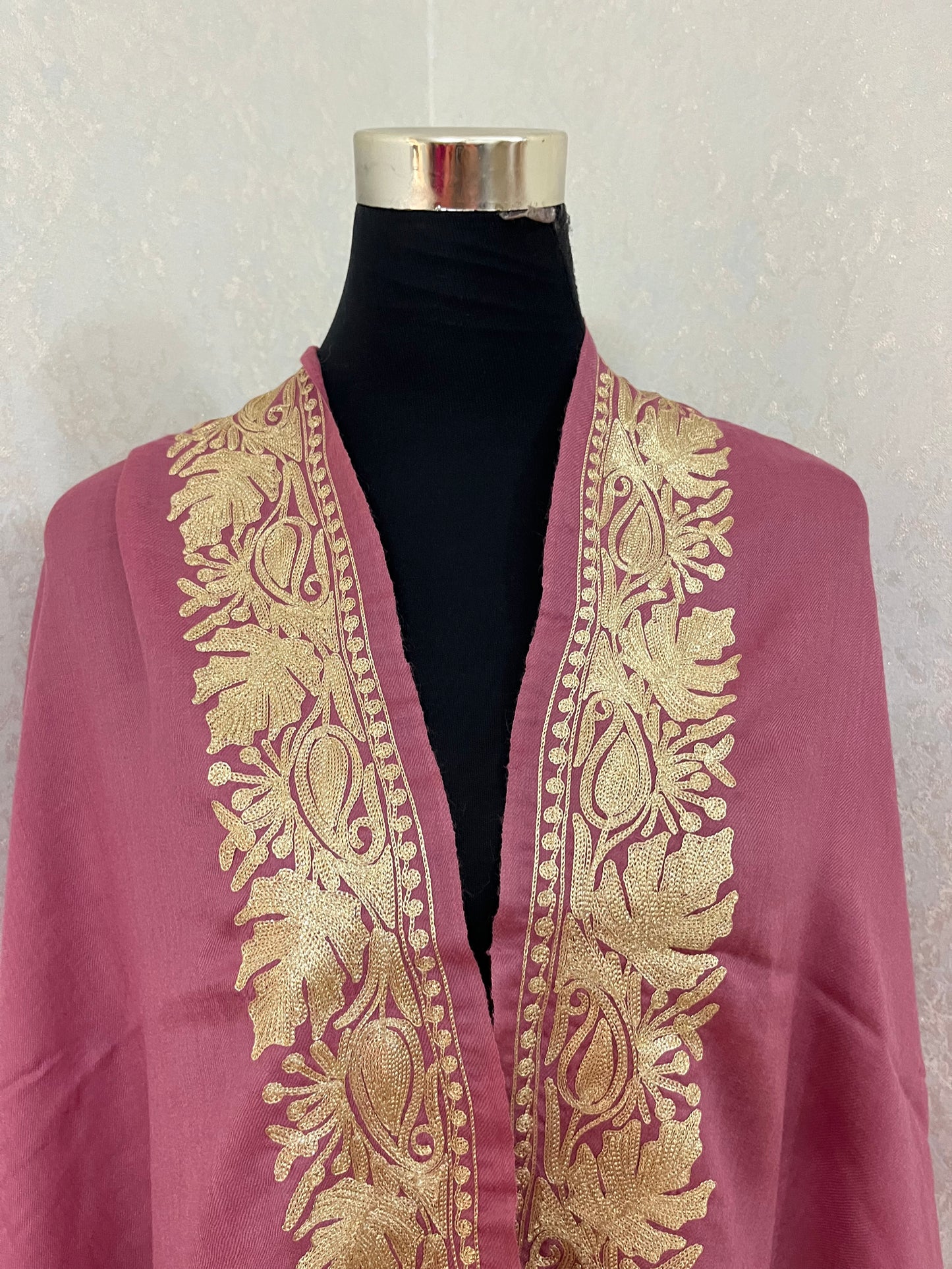 Pink Semi Pashmina Tilla stole