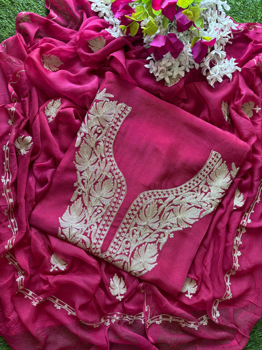 Blush Silk Tilla Kashmiri Suit