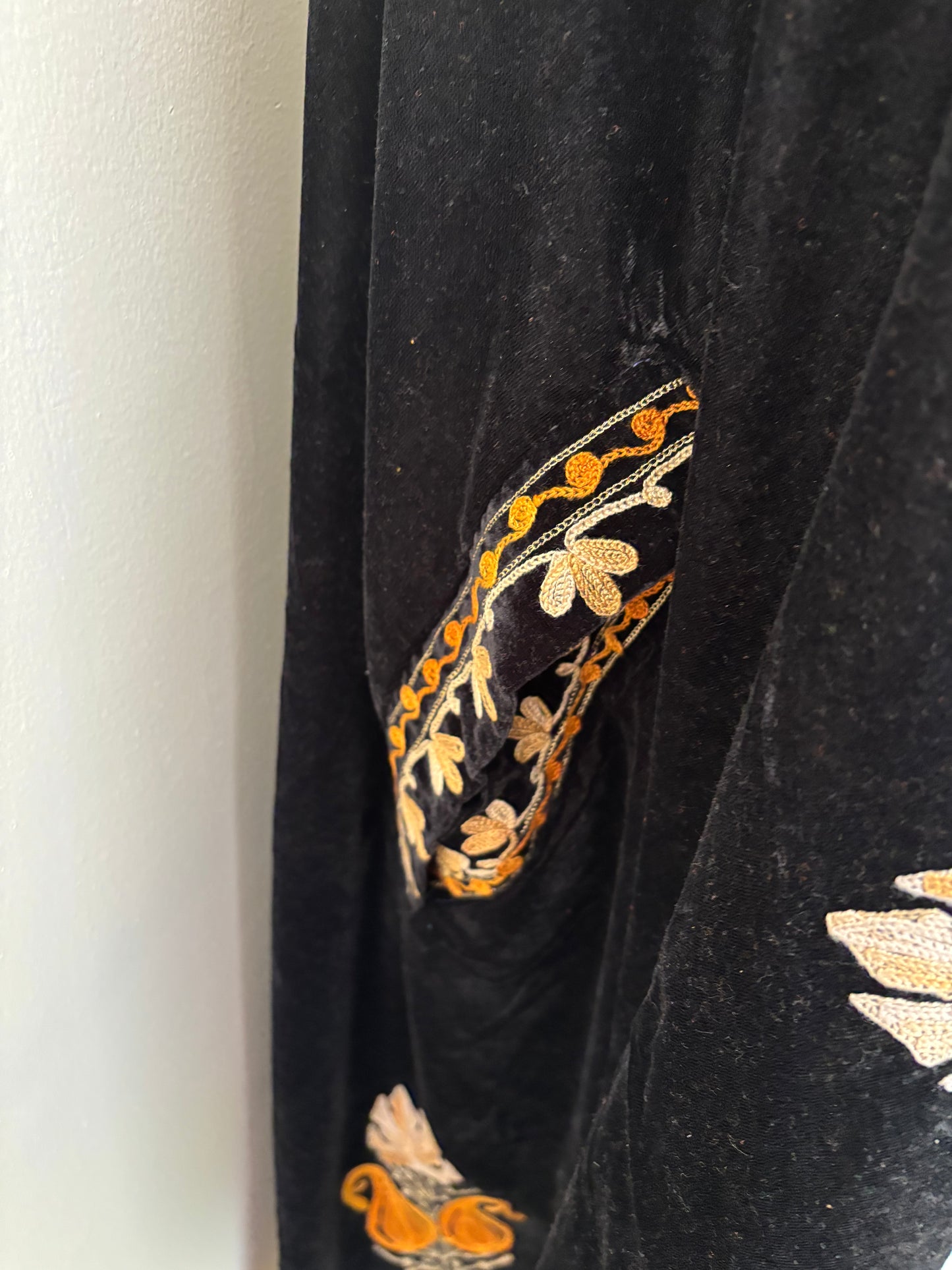 Black Aari Embroidered Velvet Cape