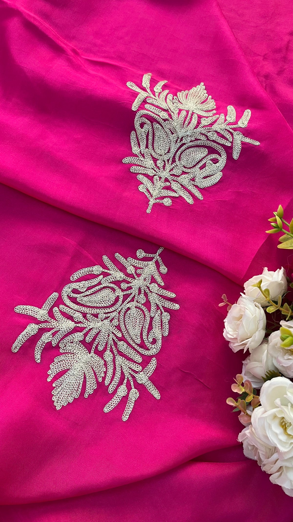 Hot pink Sanam Silk Kashmiri Suit