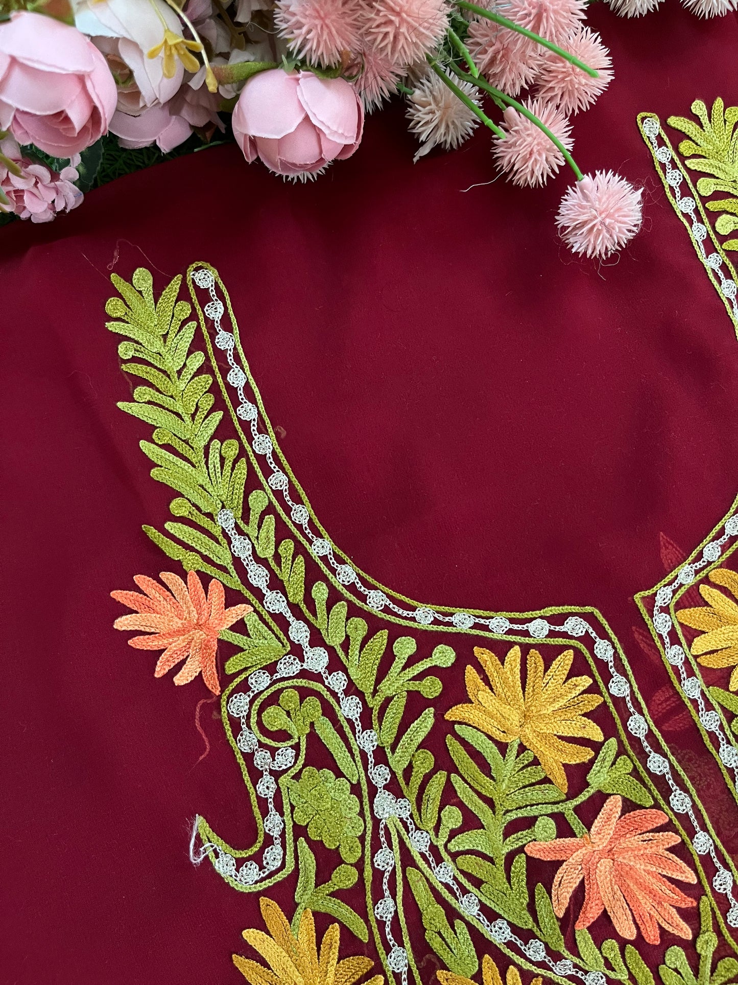 Georgette Unstitched Kashmiri Kurta