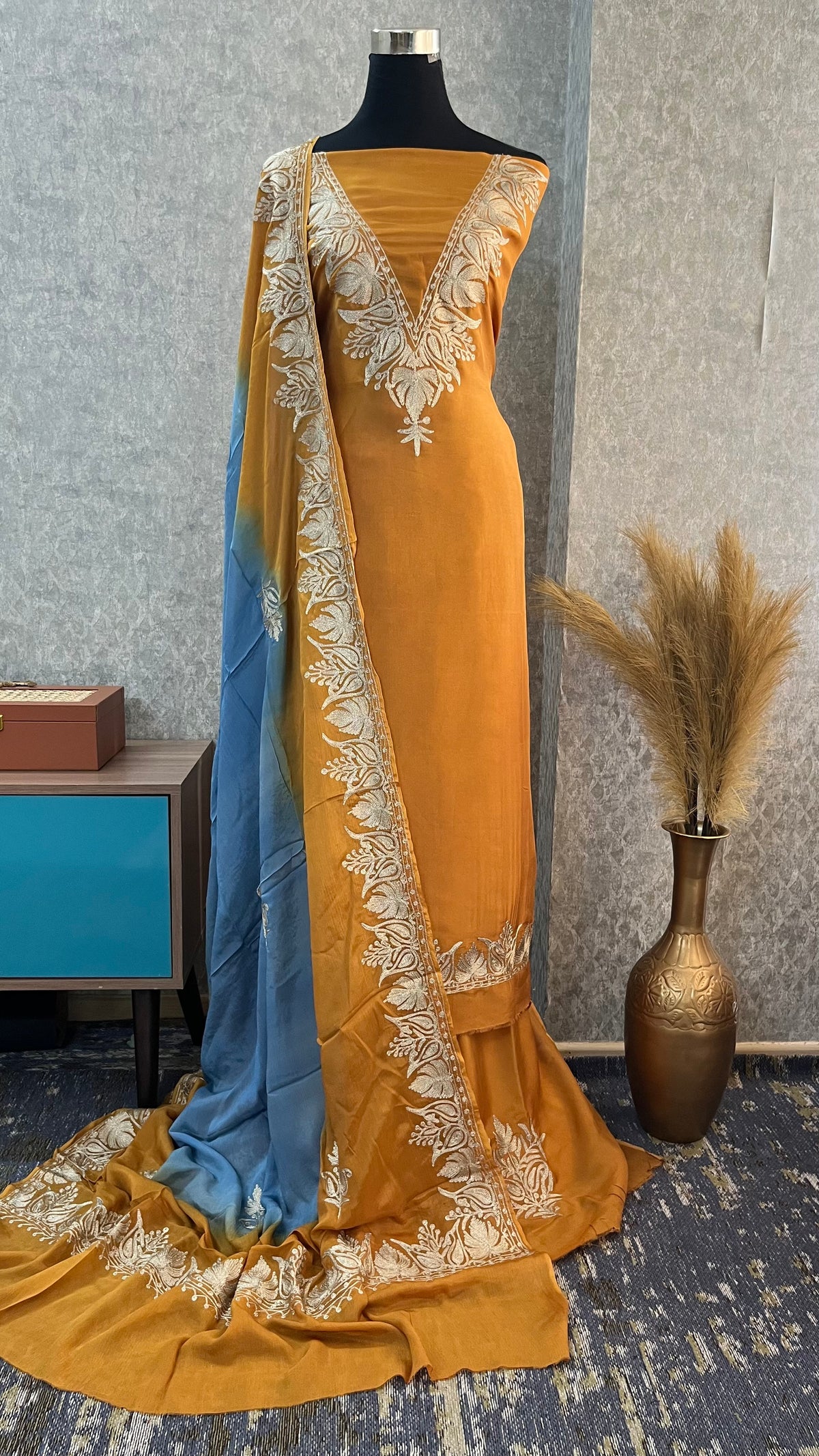 Mustard Sanam Silk Kashmiri Suit