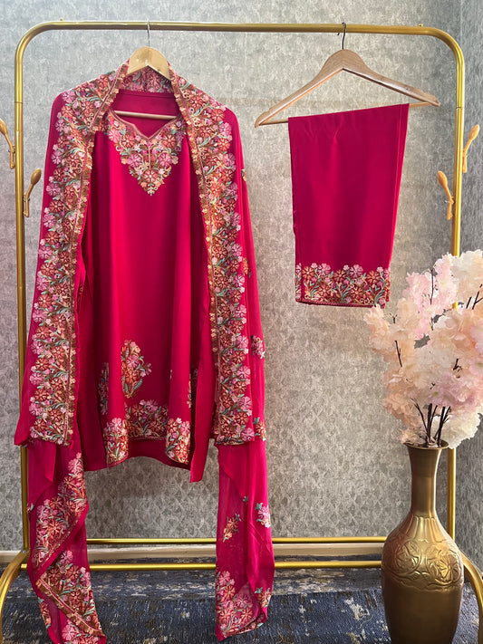 Hot Pink Cotton Stitched Co-ord Set with dupatta (42)