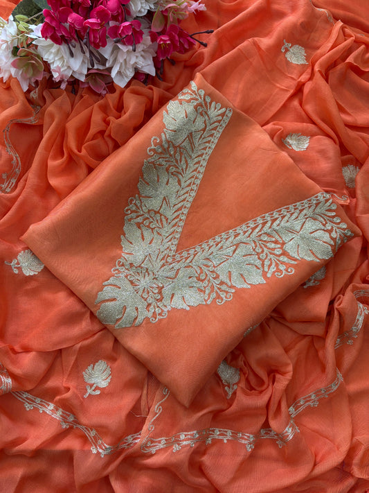 Sanam’ Peach Silk Tilla Kashmiri Suit