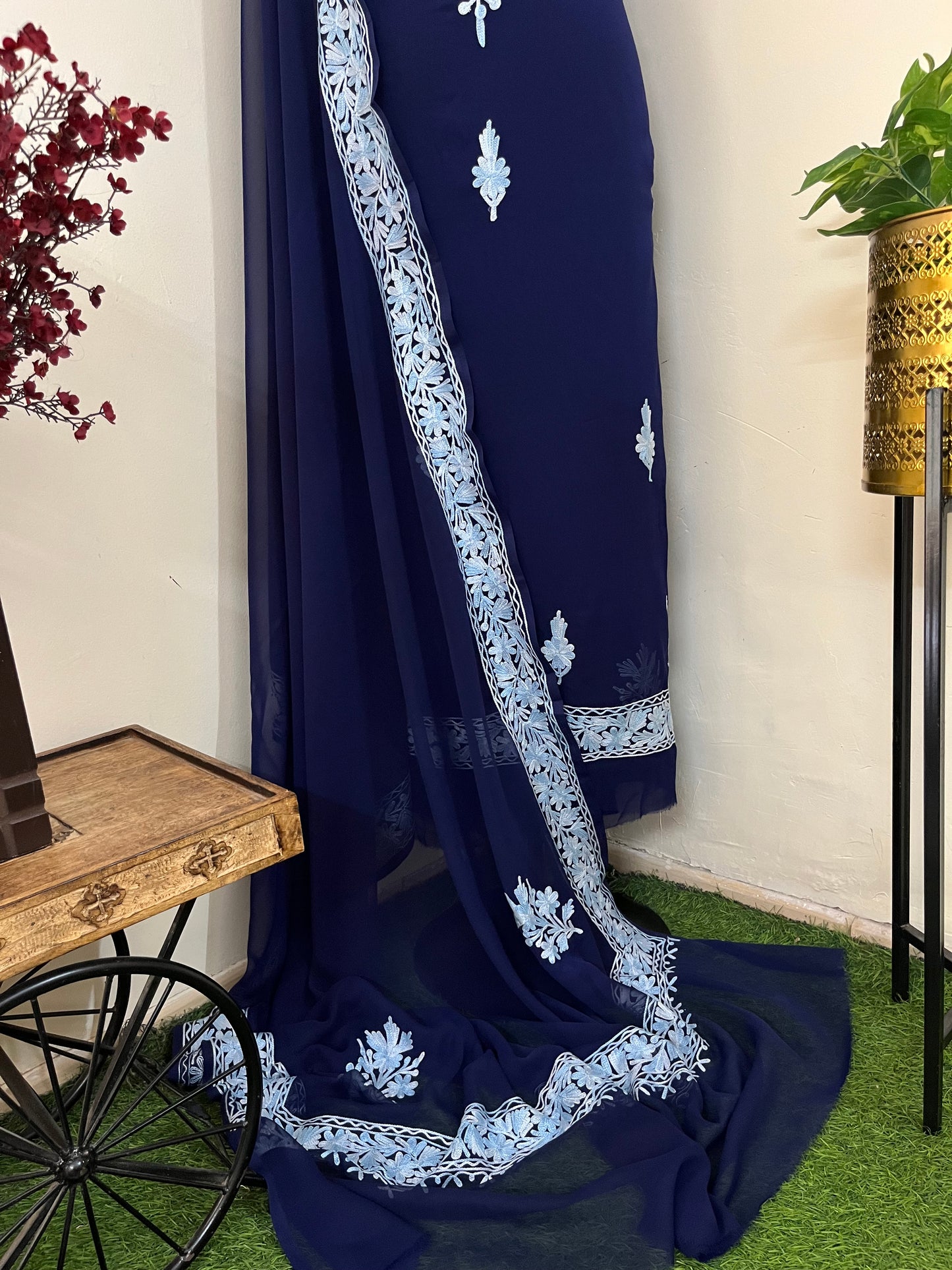 Navy blue Georgette Kashmiri Suit