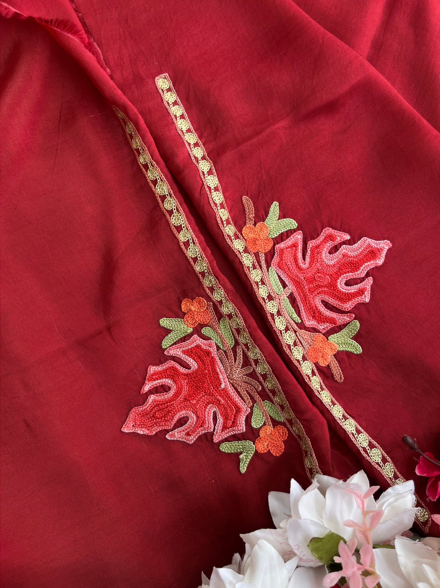 Maroon Opada Silk Kashmiri Suits
