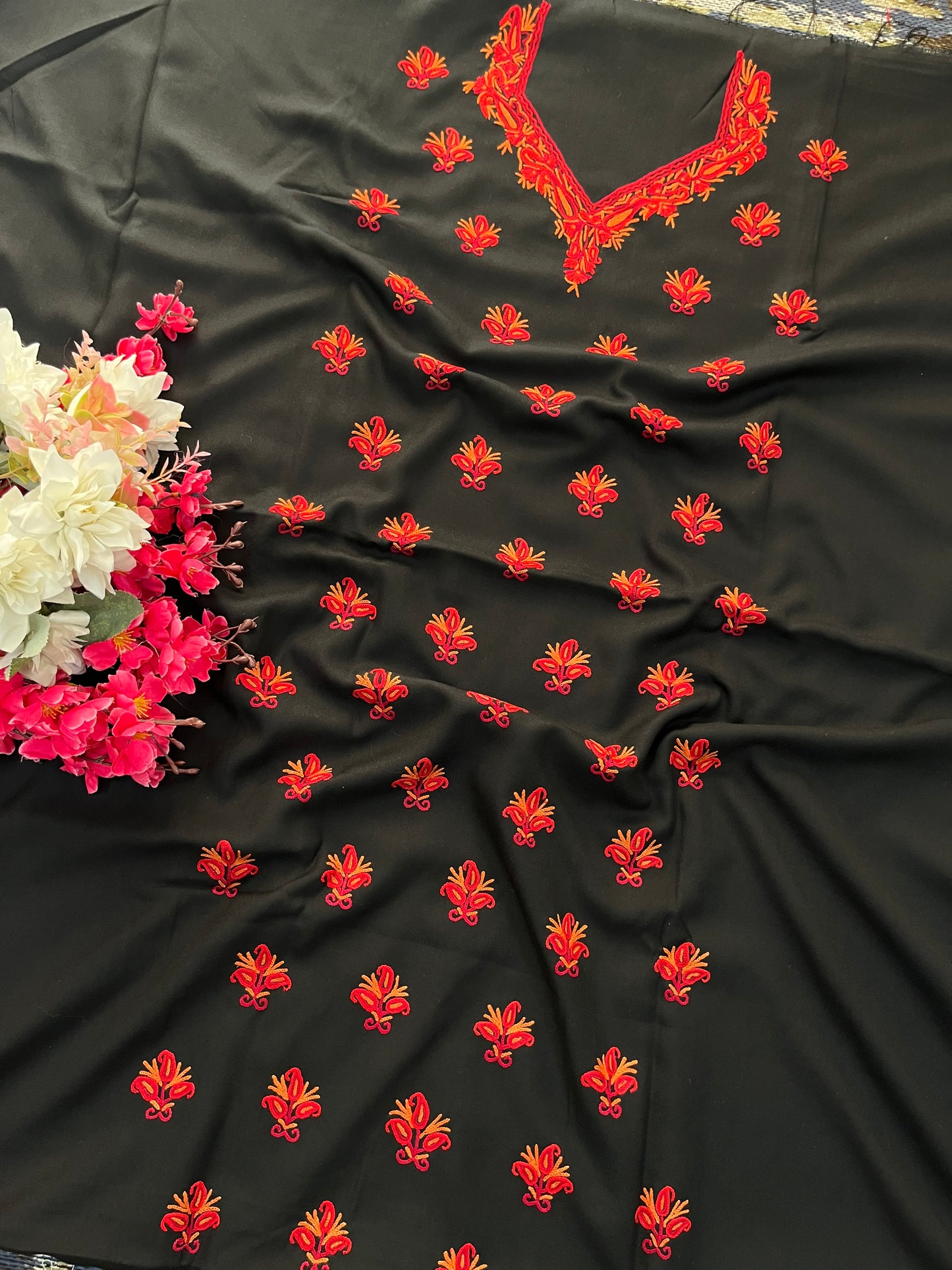 Cotton Black Two Piece Set (Hand Embroidered)