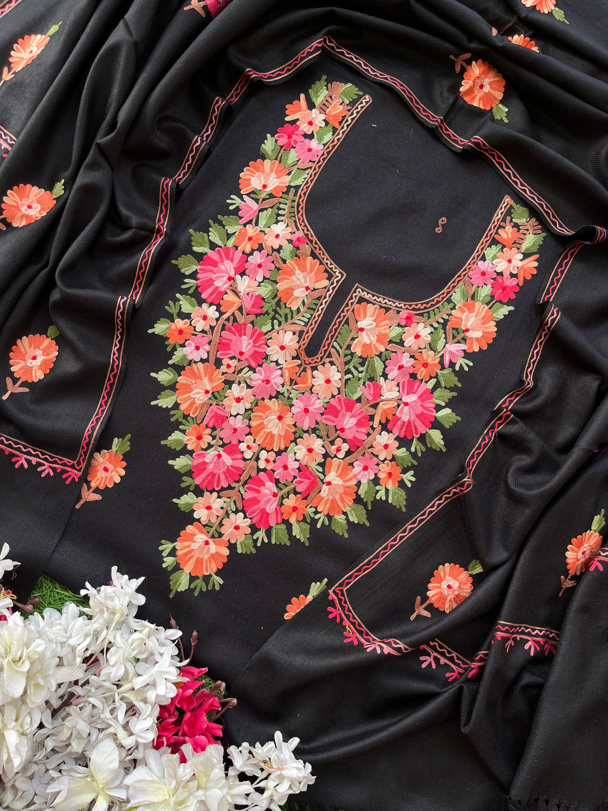 Black Woollen Aari Embroidered 3pc suit