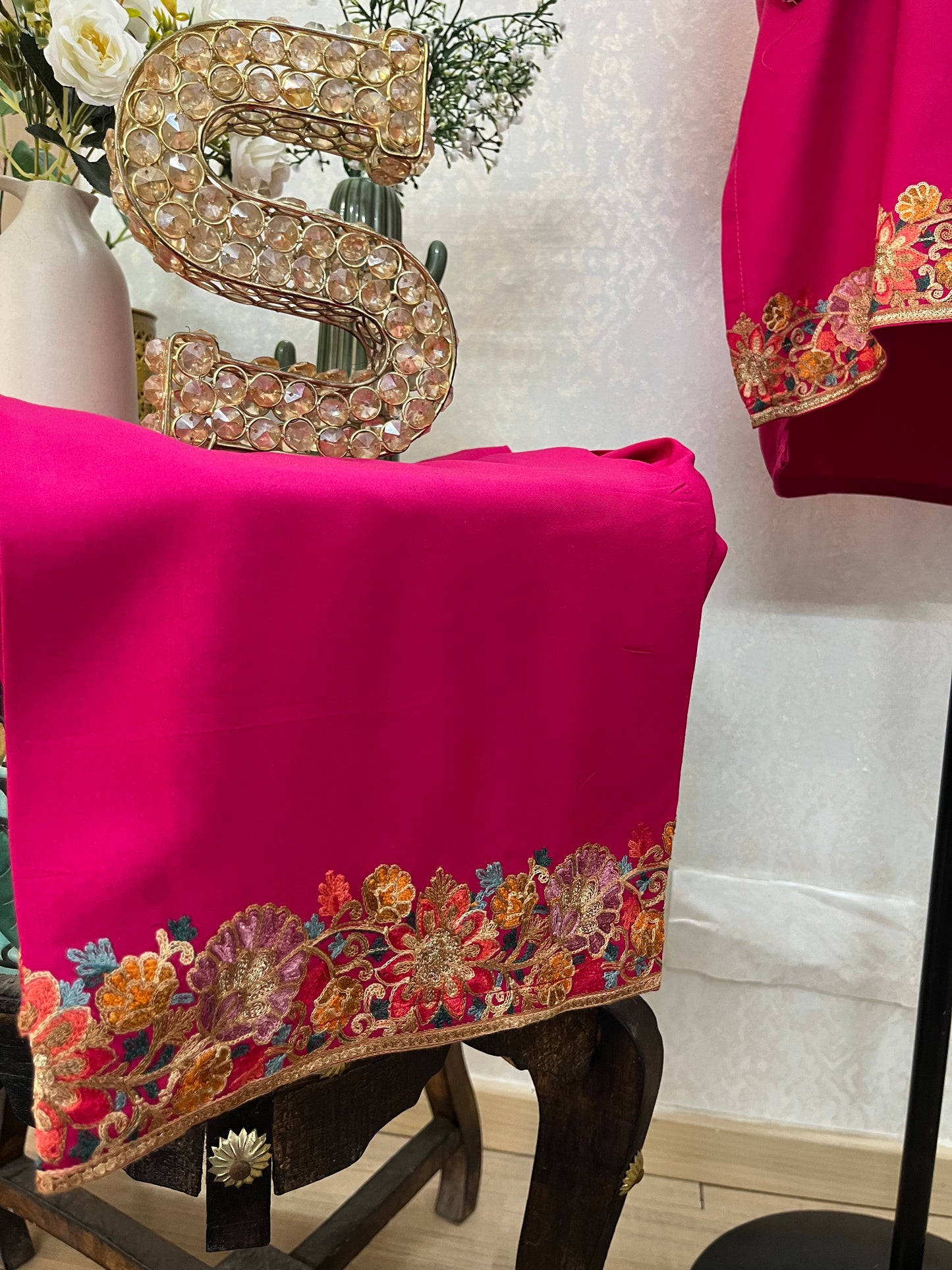 Hot Pink Cotton Stitched Co-ord Set( 42)
