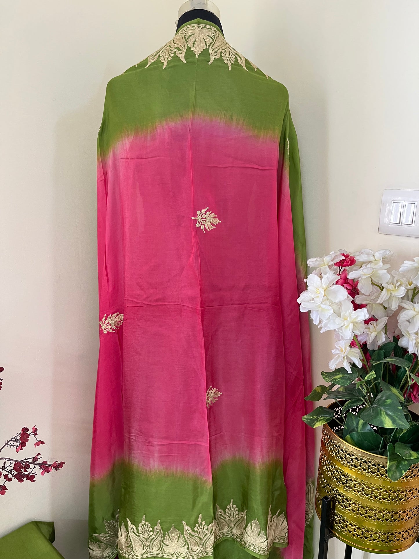 Sanam Henna Green Silk Kashmiri Suit