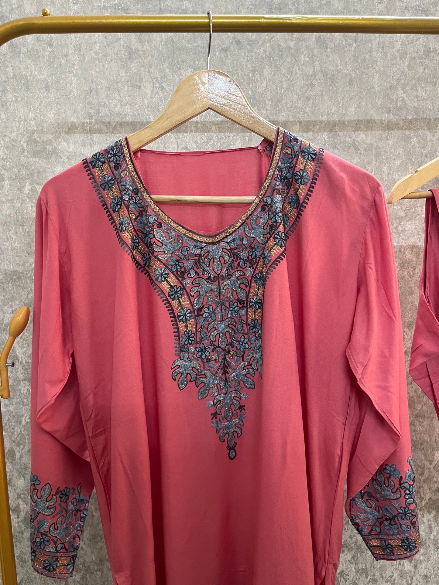 Soft Pink Cotton Stitched Co-ord Set( 42)