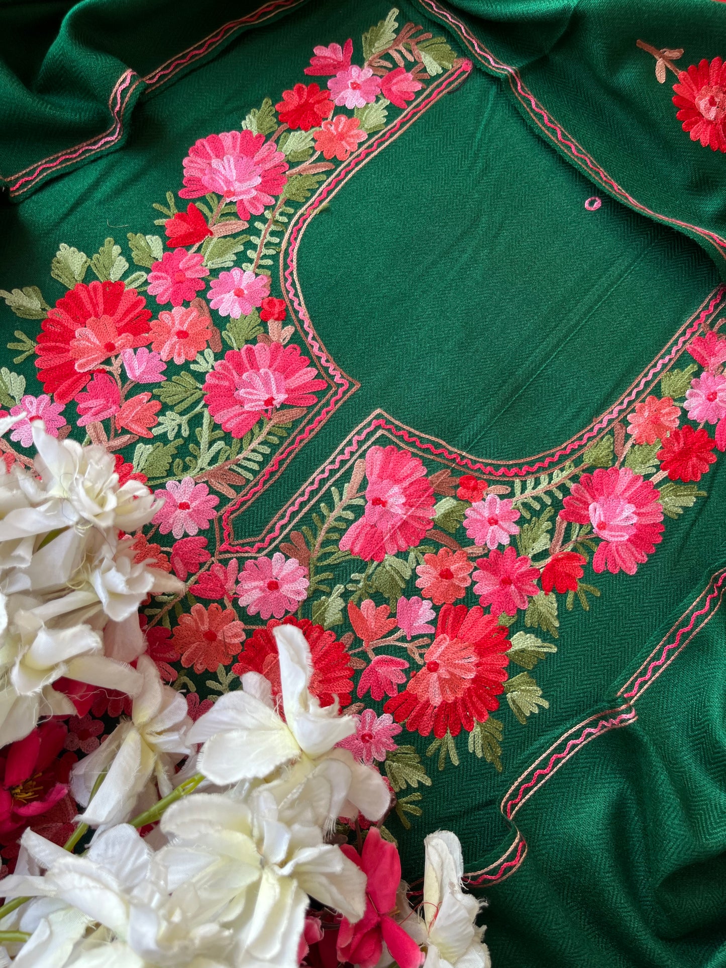 Green Woollen Aari Embroidered 3pc suit