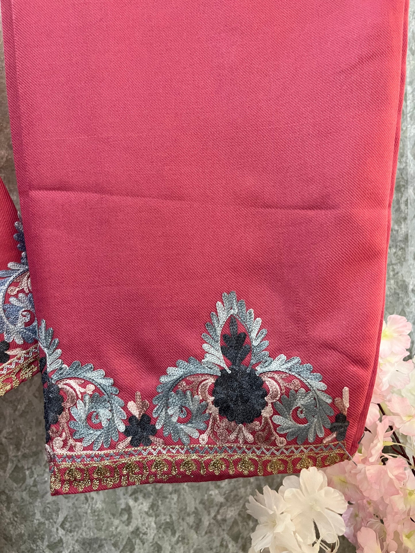 Pink Woollen Kashmiri Co-Ord Set ( Size 40)