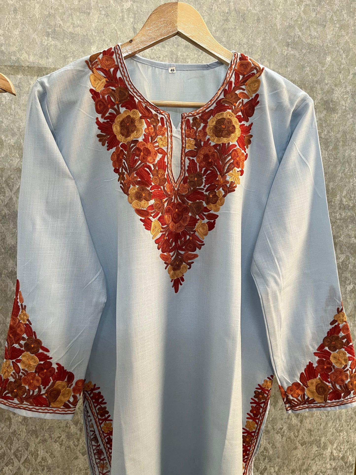 Ice Blue Cotton Stitched Co-ord Set (42)