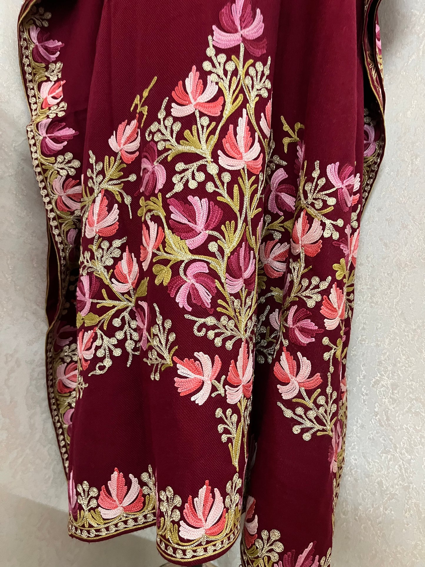 Maroon Woollen Kashmiri Kaftan Set