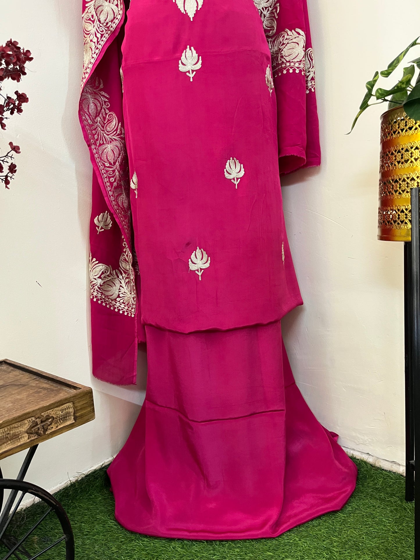 ‘Kalaa’ Hot Pink Crape Kashmiri Suit
