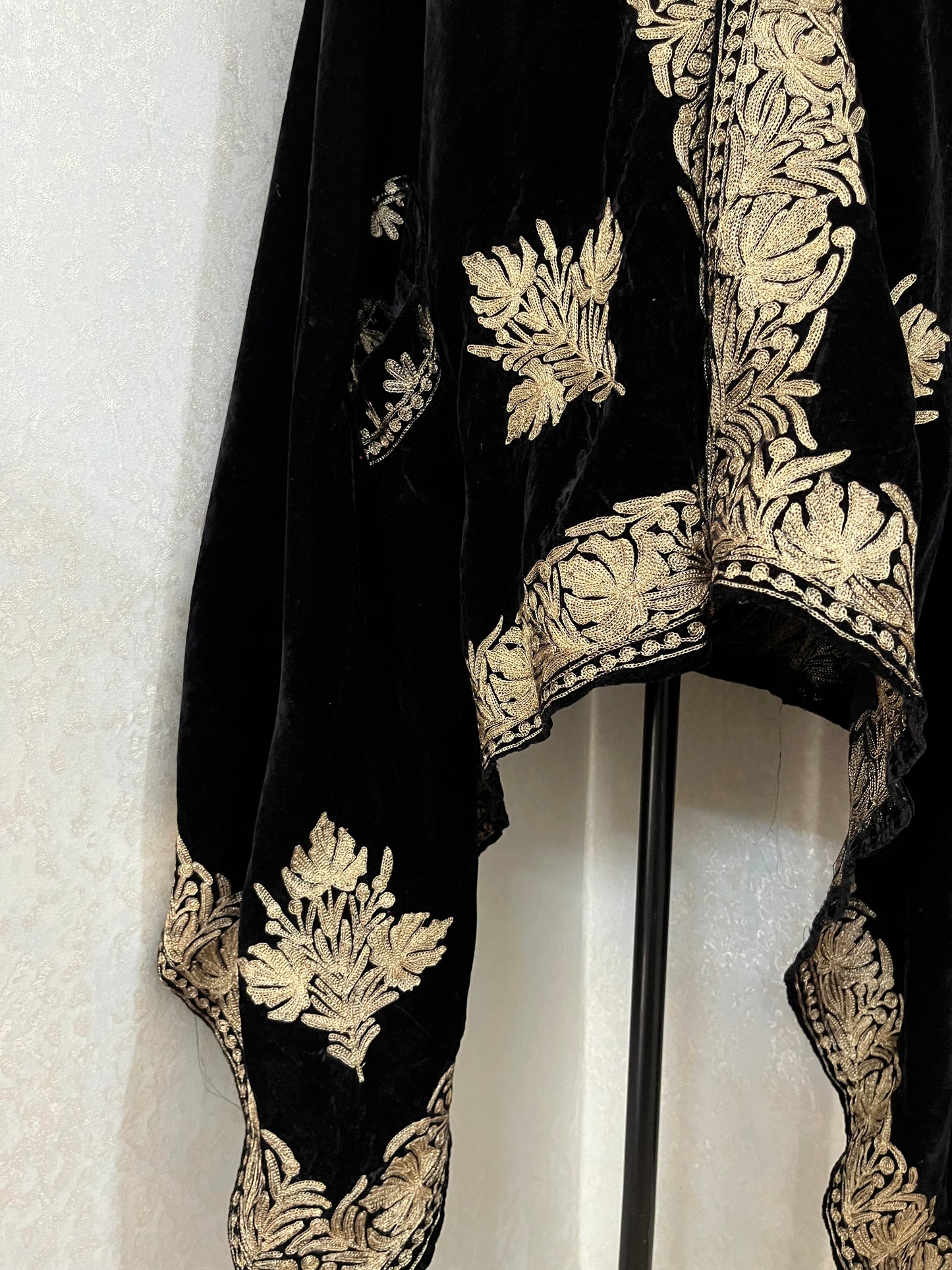 Black Tilla Embroidered Velvet Cape