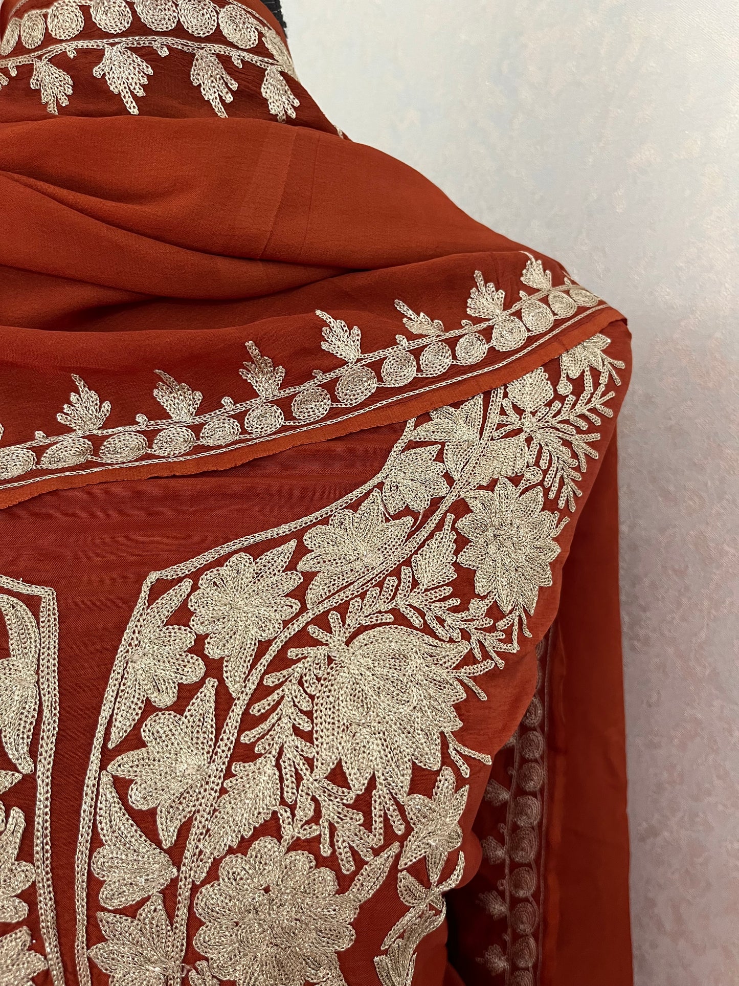 Rust Sanam Silk Kashmiri Suit