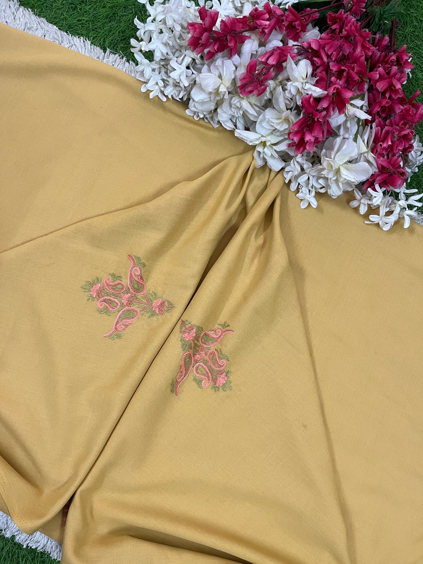 Beige Cotton Cord Set (Hand Embroidered)