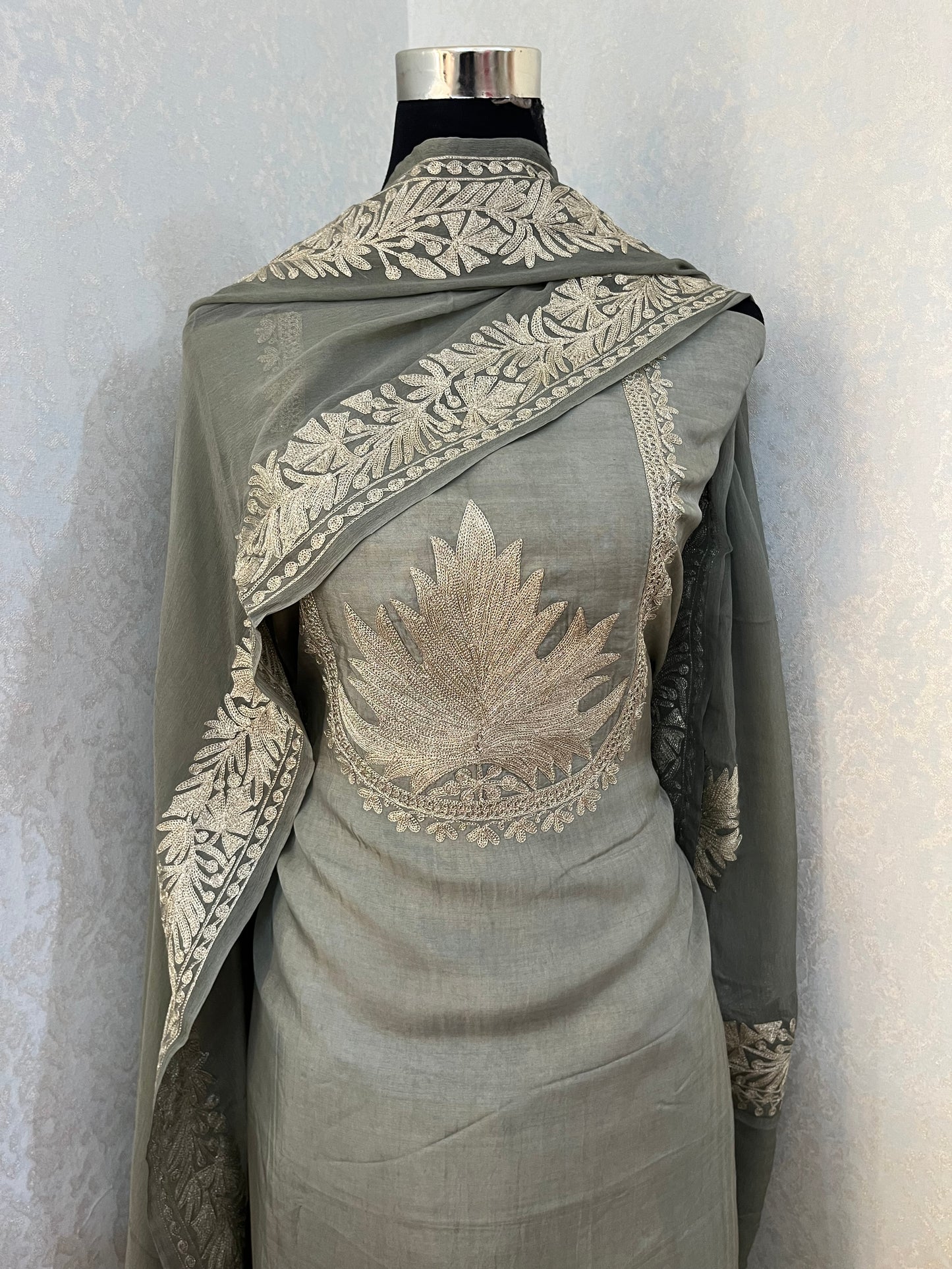 Soft Green Sanam’ Tilla Kashmiri Silk Suit