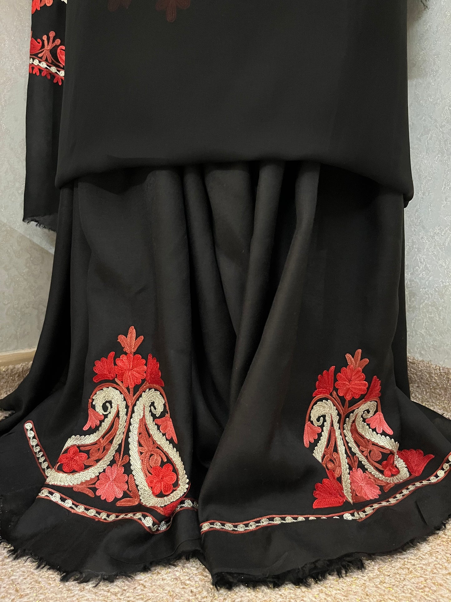 Black Pure Georgette Kashmiri Suit