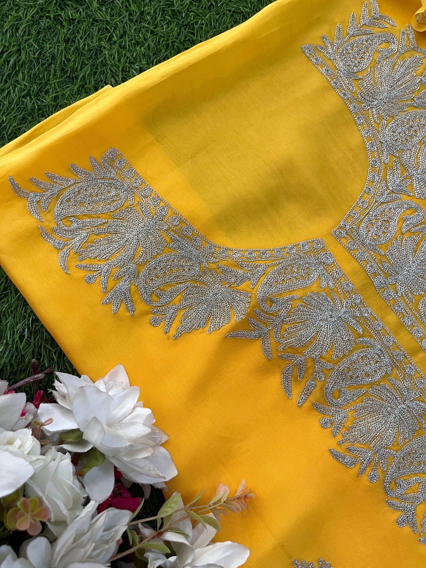Yellow Silk Tilla Kashmiri Suit