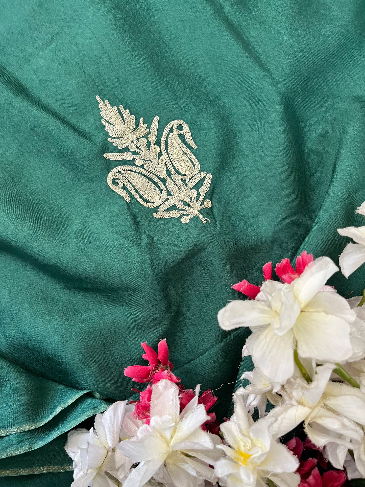 Sanam Green Silk Kashmiri Suit