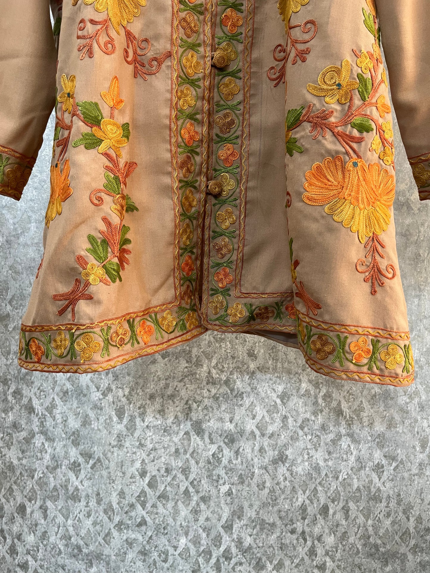 Beige Cotton Aari Work Jacket