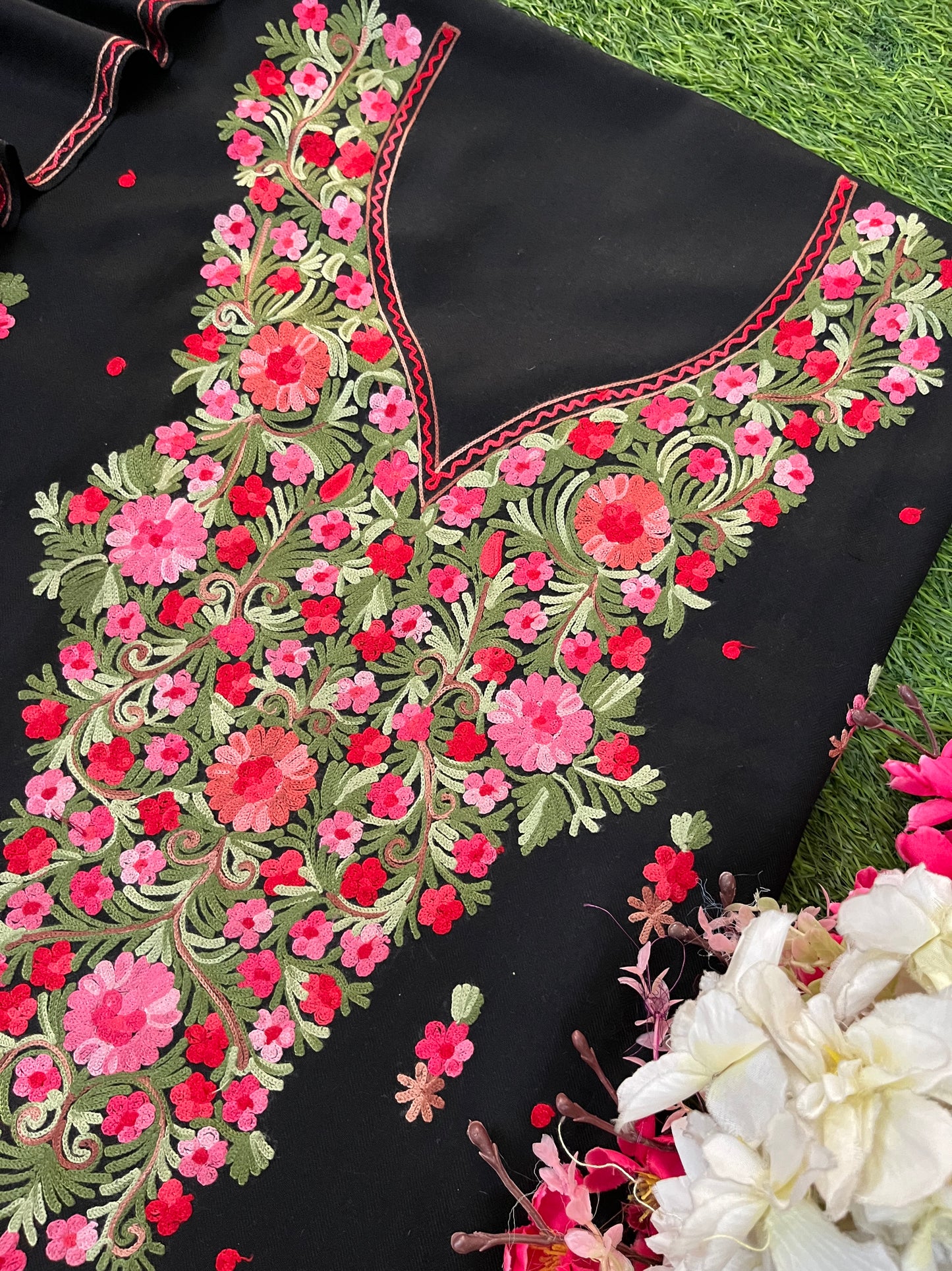 Black Woollen Aari Embroidered 3pc suit