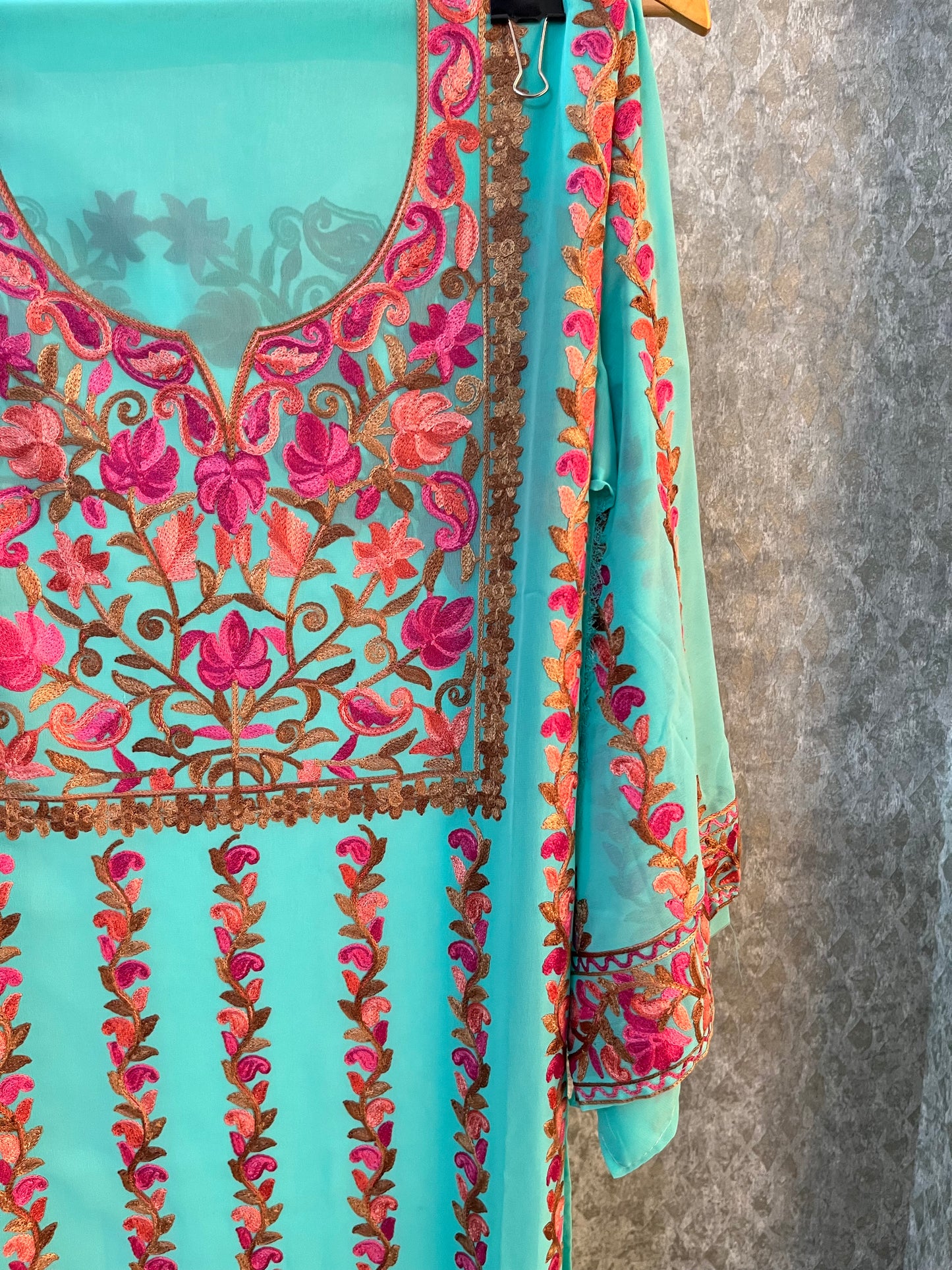 Blue Georgette All over Work Kurta Material