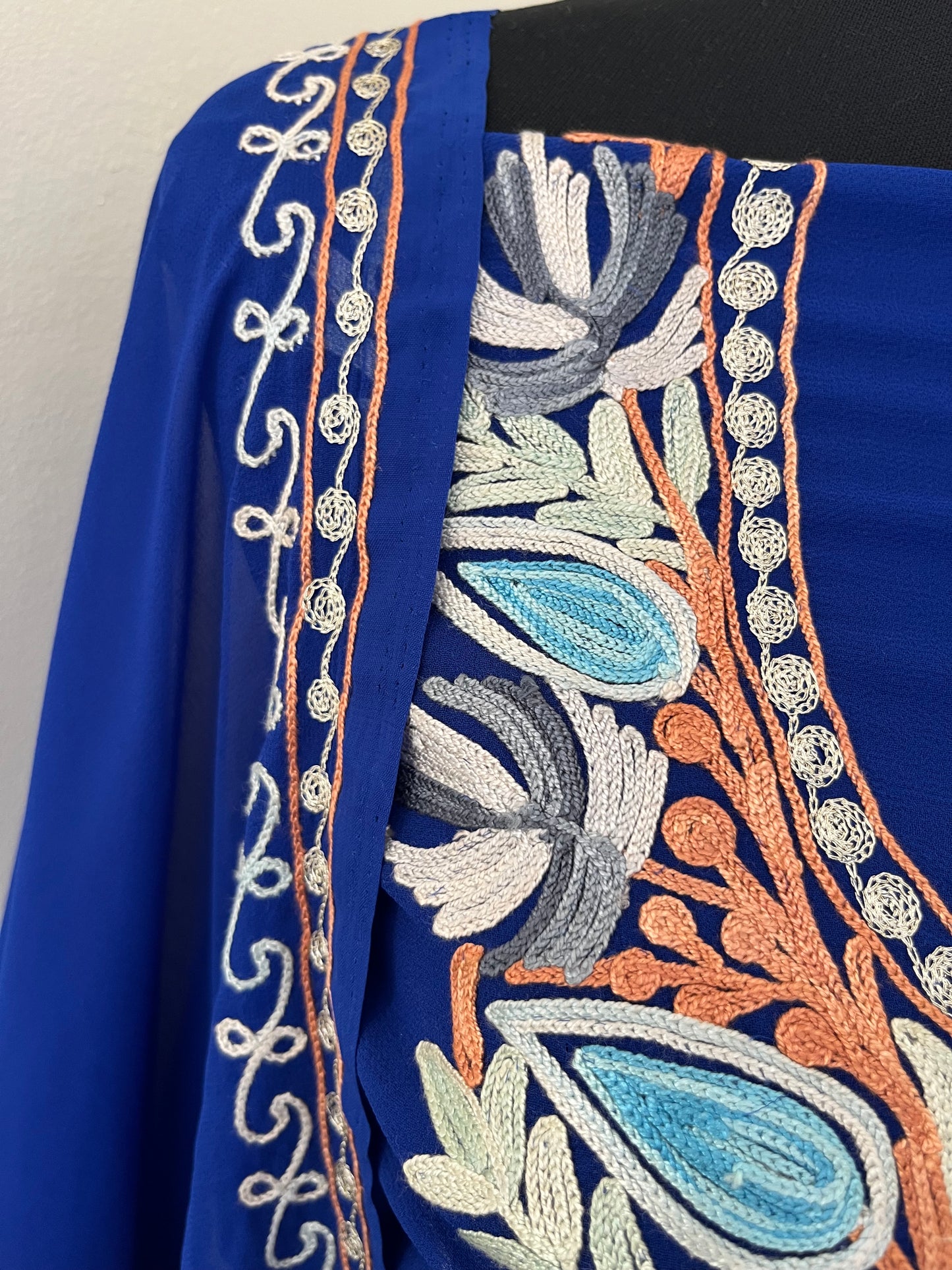 Electric Blue Georgette Shirt and Dupatta Aari Embroidered Suit