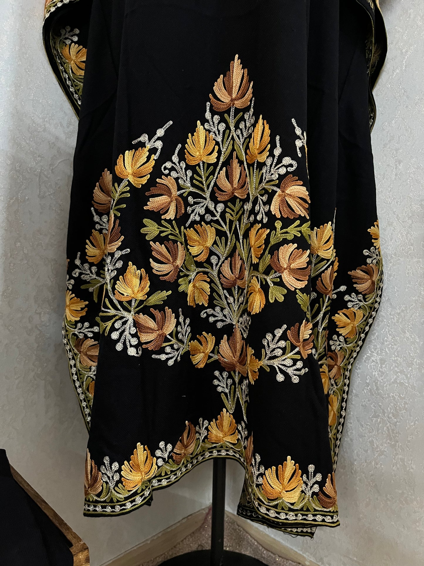 Black Woollen Kashmiri Kaftan Set