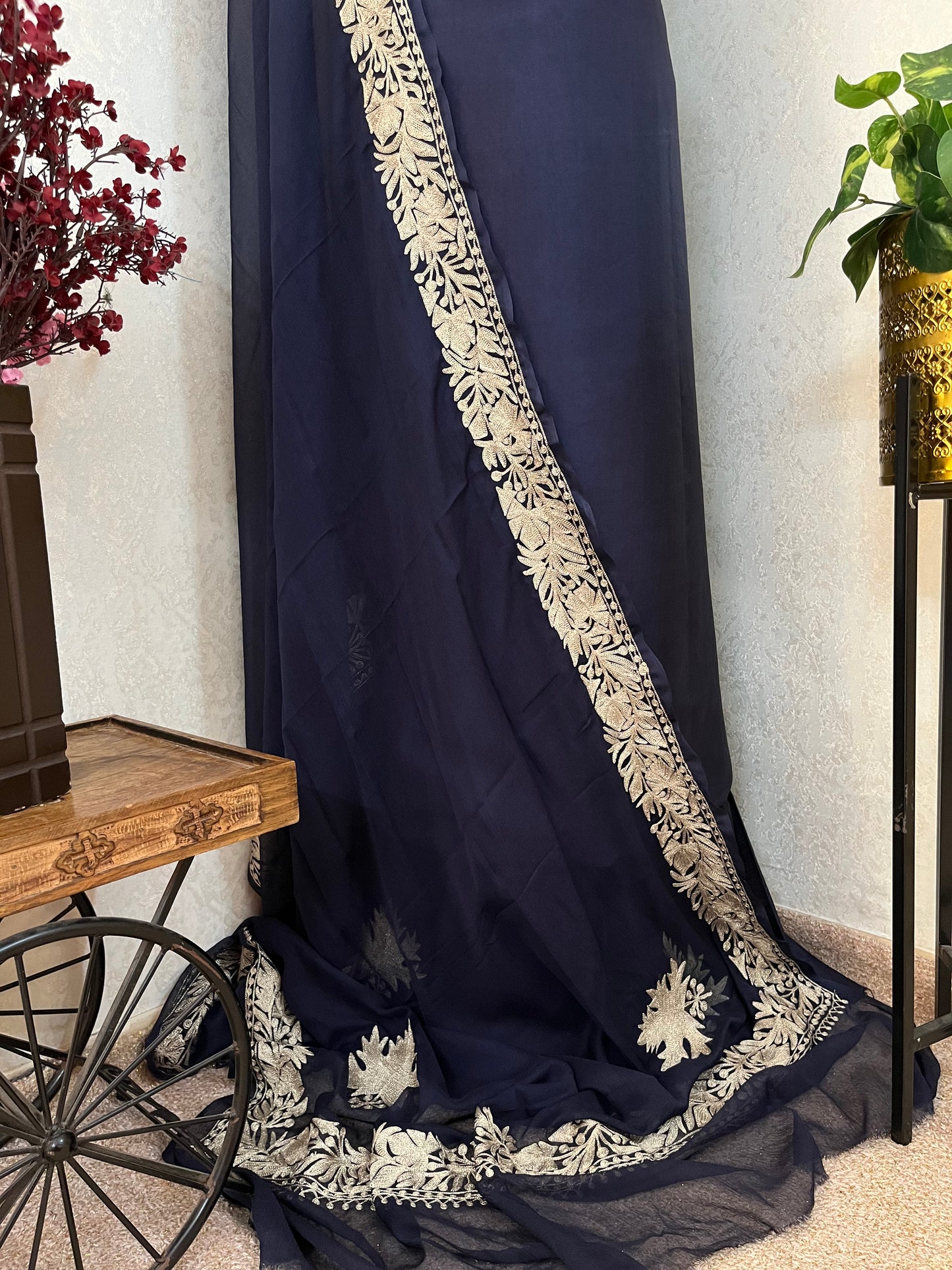 Navy Blue Sanam’ Tilla Kashmiri Silk Suit