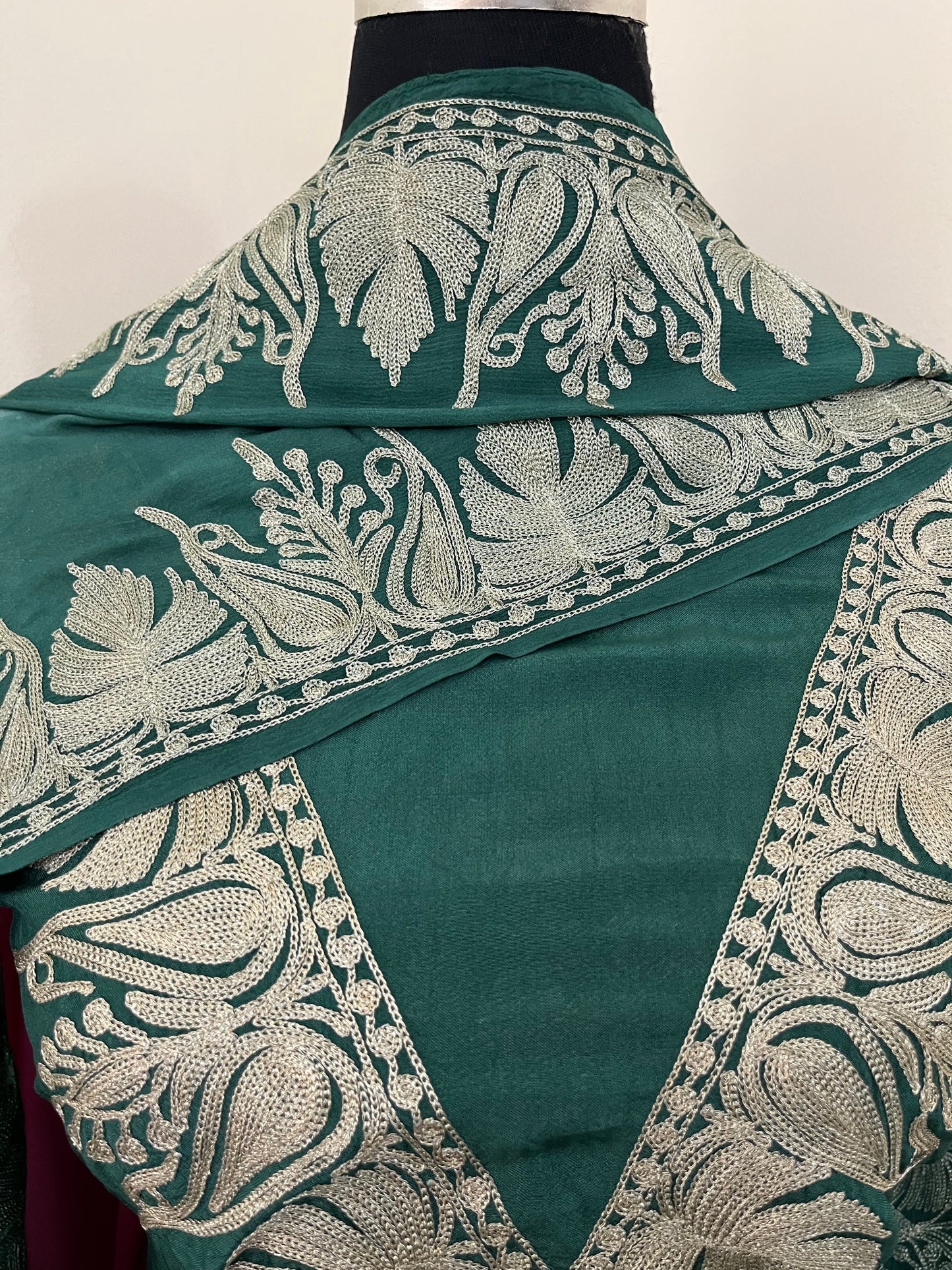 Sanam Green Silk Kashmiri Suit
