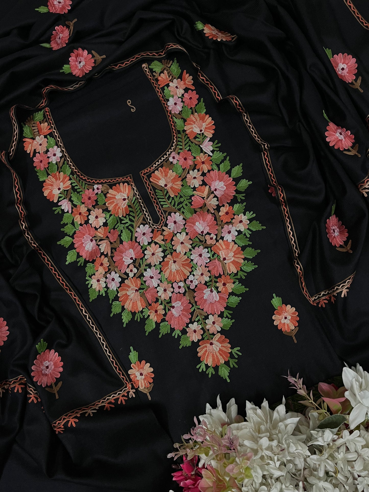 Black Woollen Aari Embroidered 3pc suit