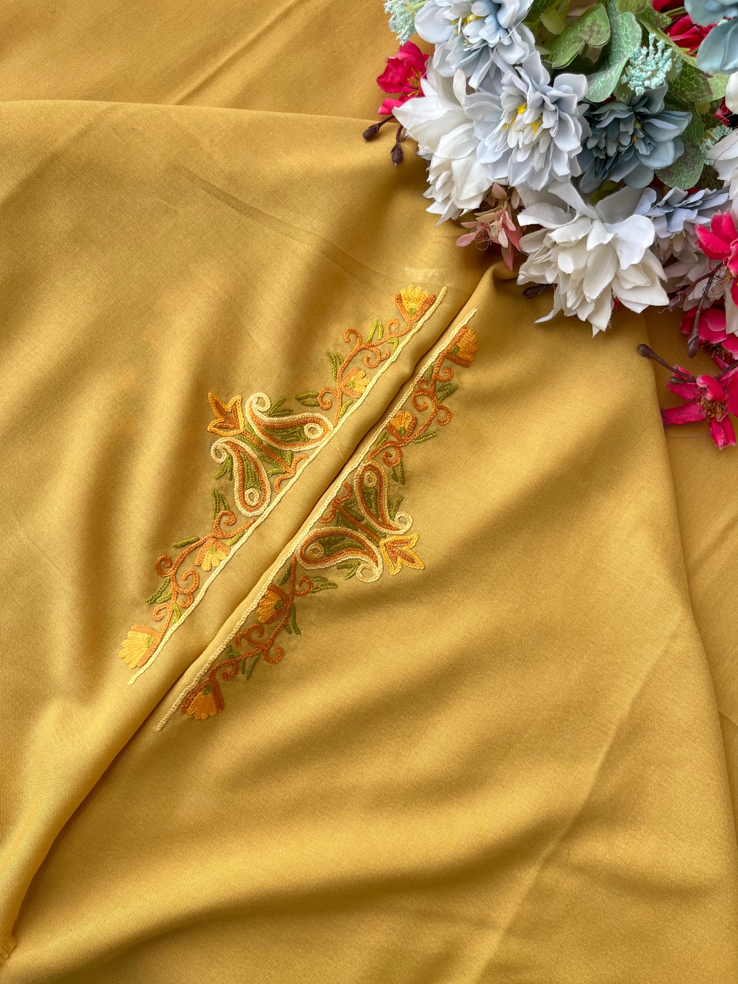 Beige Cotton Two Piece Suit (Hand Embroidered)