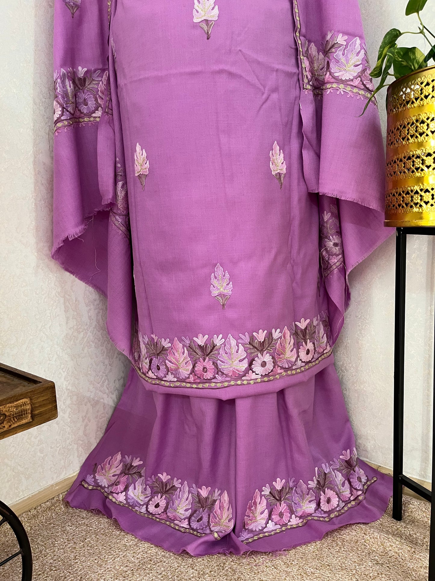 Lavender Fine Wool Kashmiri Suit