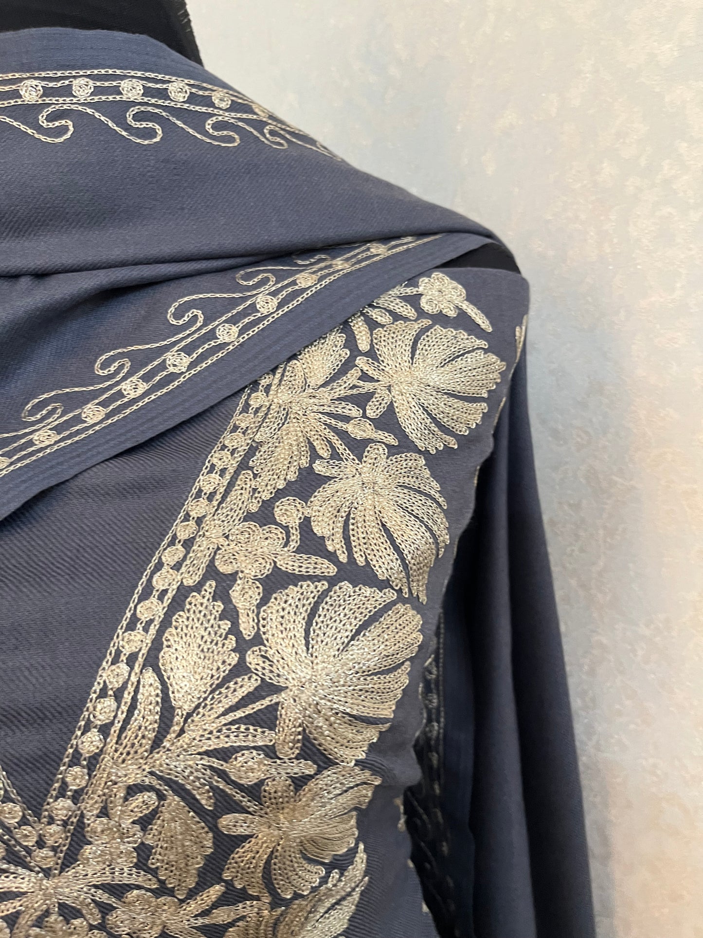 English Grey Tilla Embroidered 3pc Suit Stole