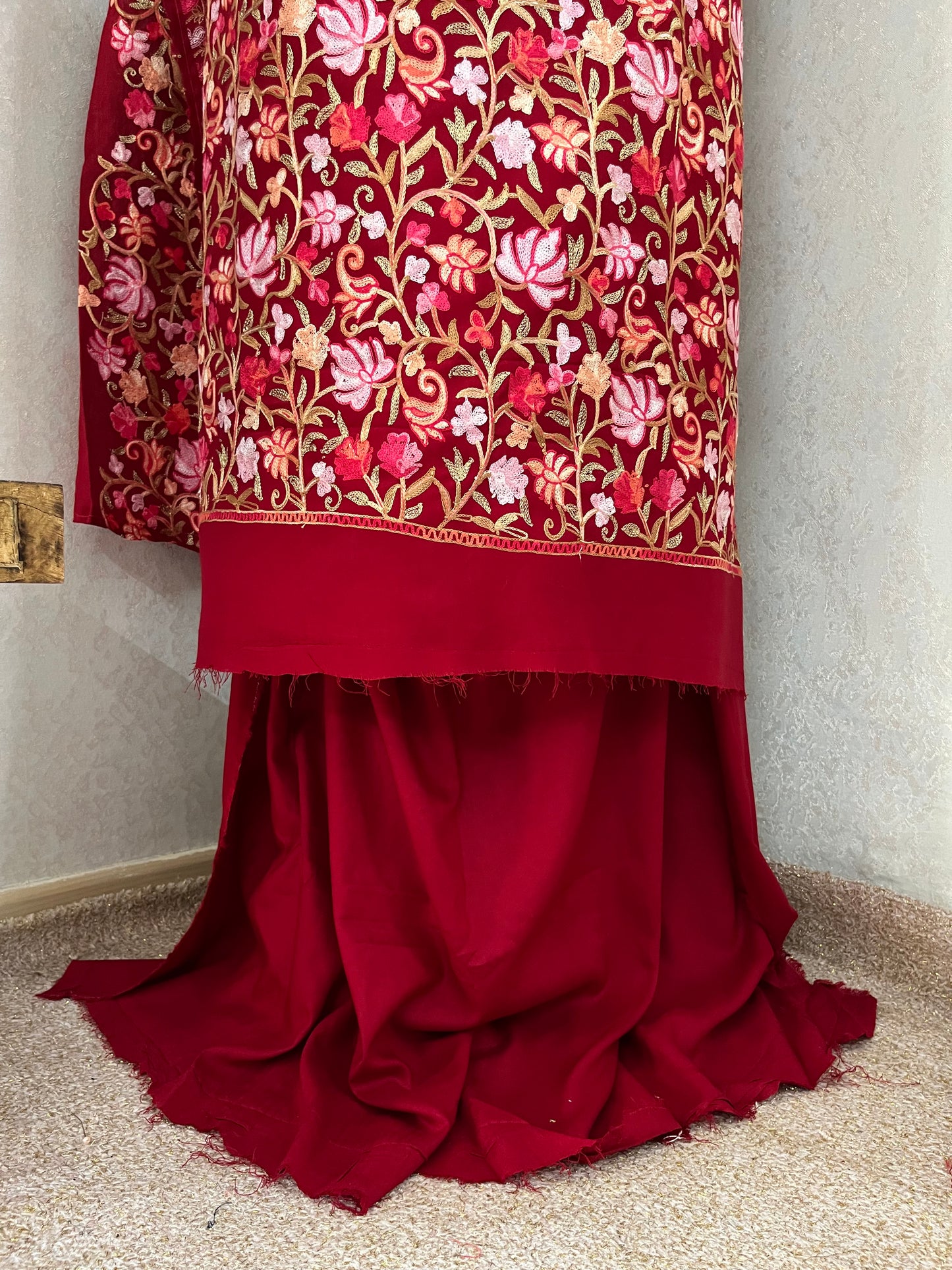 Maroon Cotton Kashmiri Suit