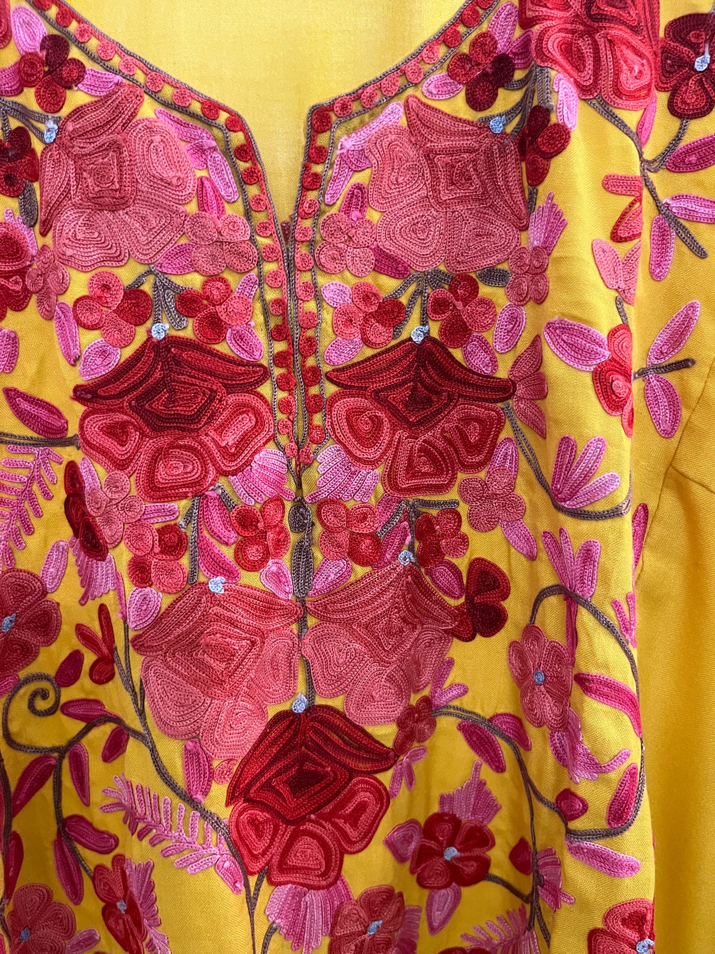 Yellow Cotton Front Jaal Pheran Set Size (46)