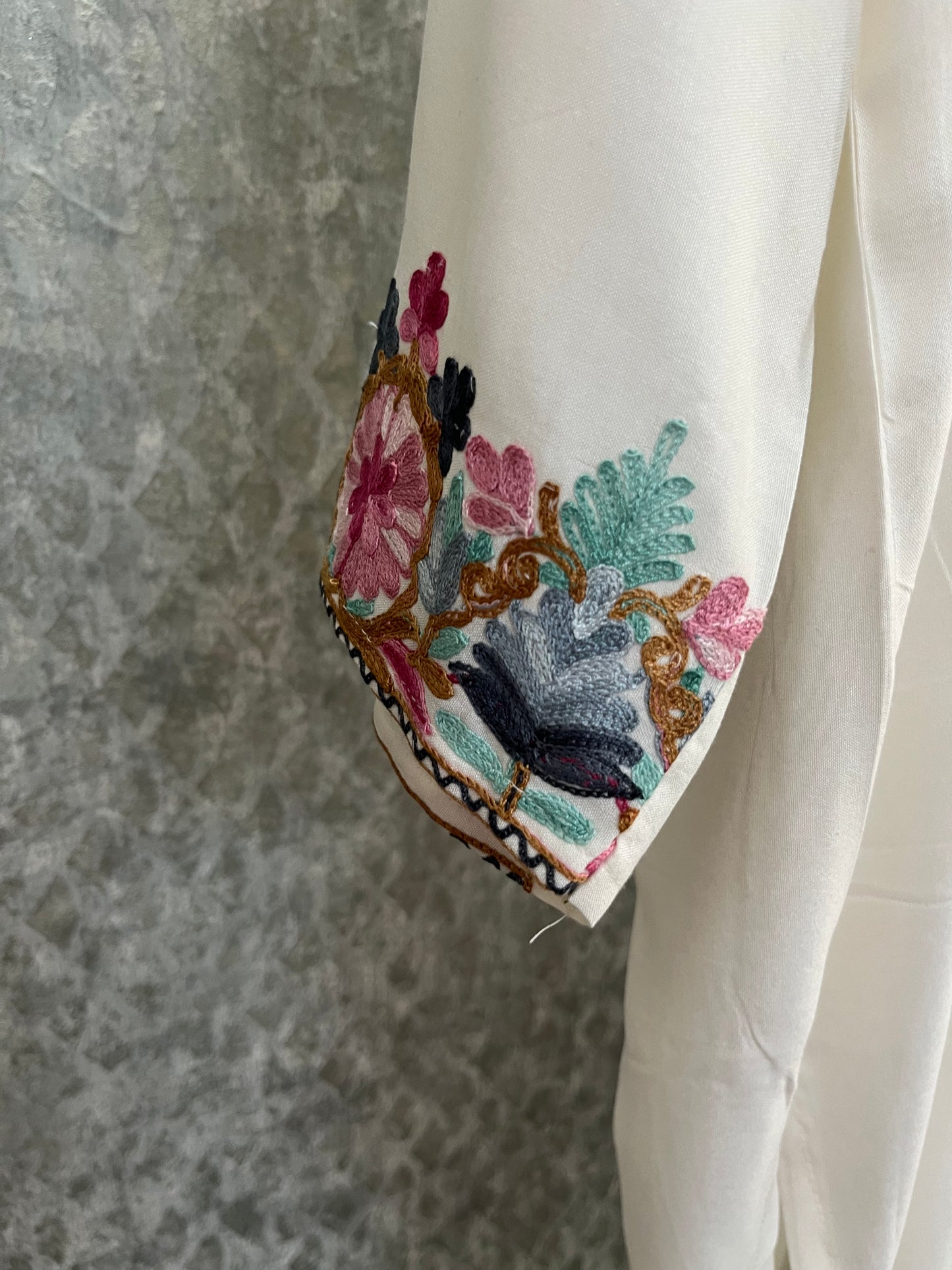 Off White Cotton Stitched Co-ord Set(46)