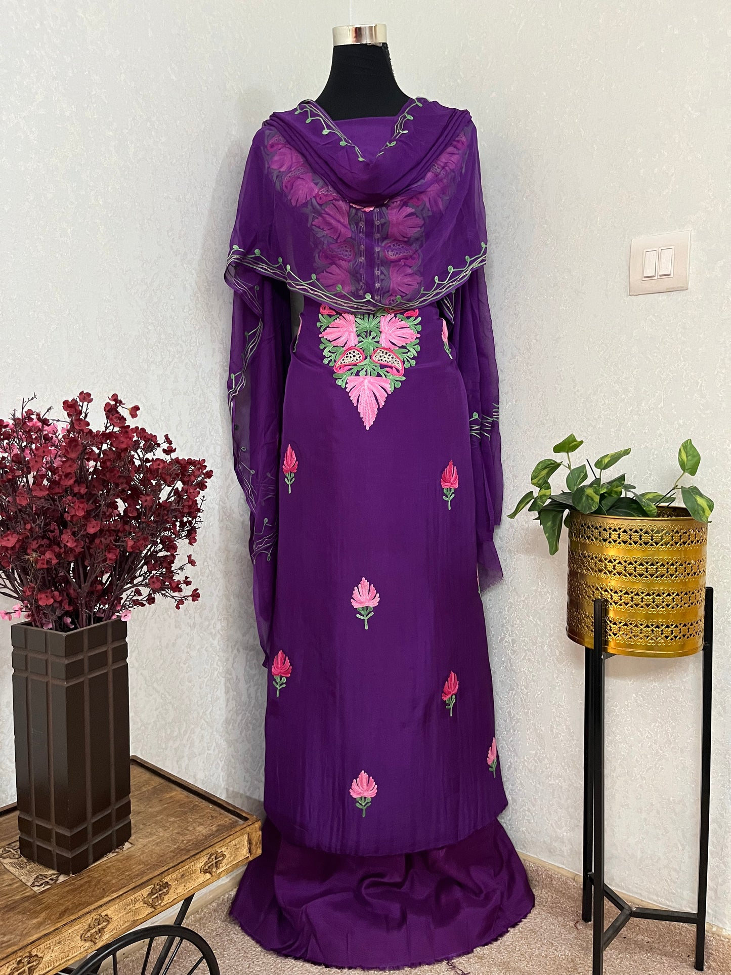 Purple Opada Silk Kashmiri Suits