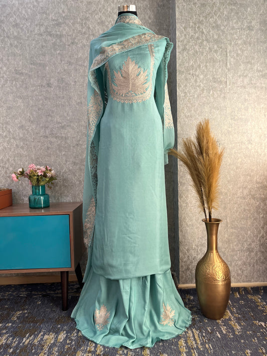 Sky Blue Sanam’ Tilla Kashmiri Silk Suit
