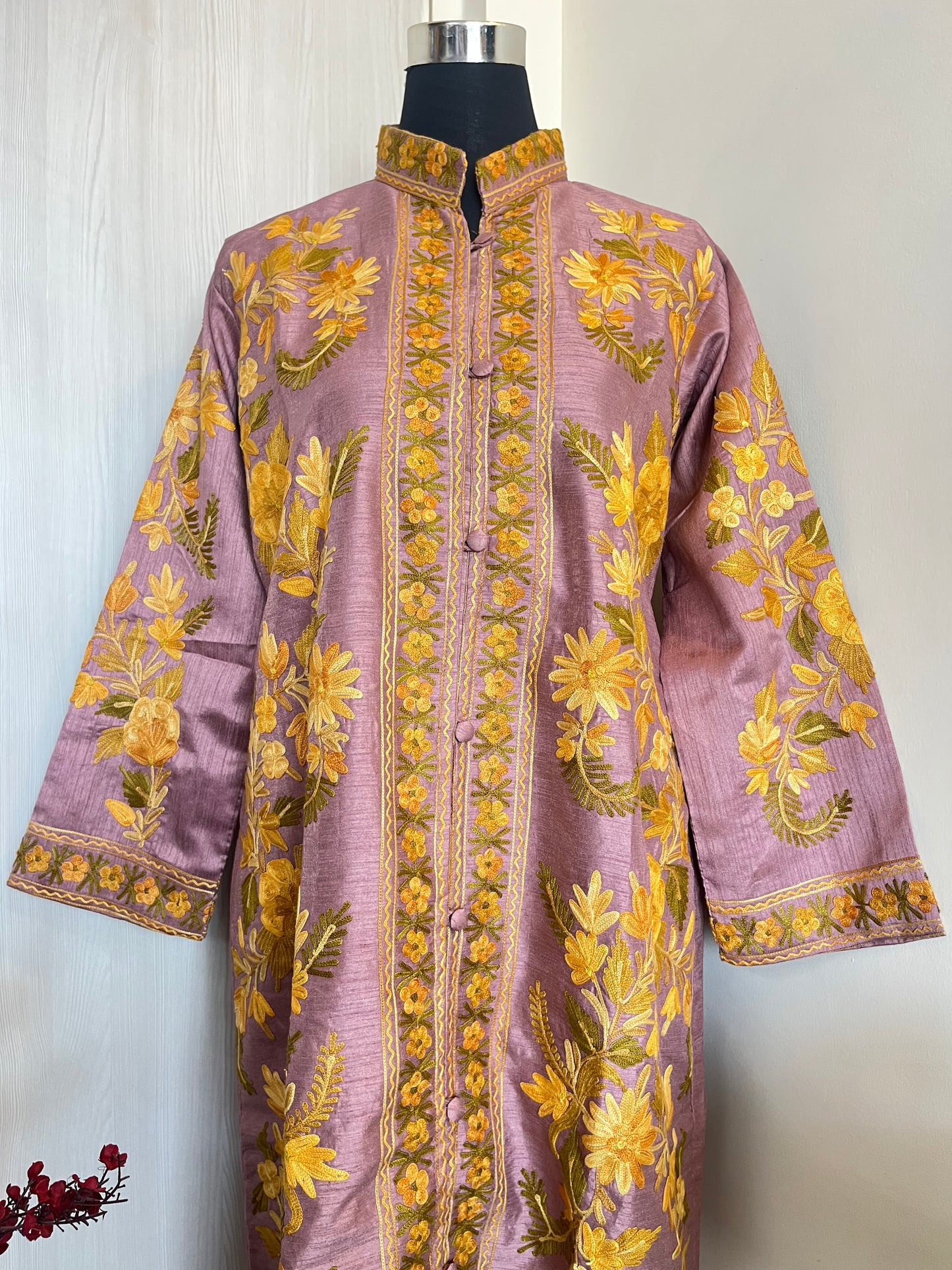 Onion Pink Aari  Embroidered Silk Jacket ‘L/XL’