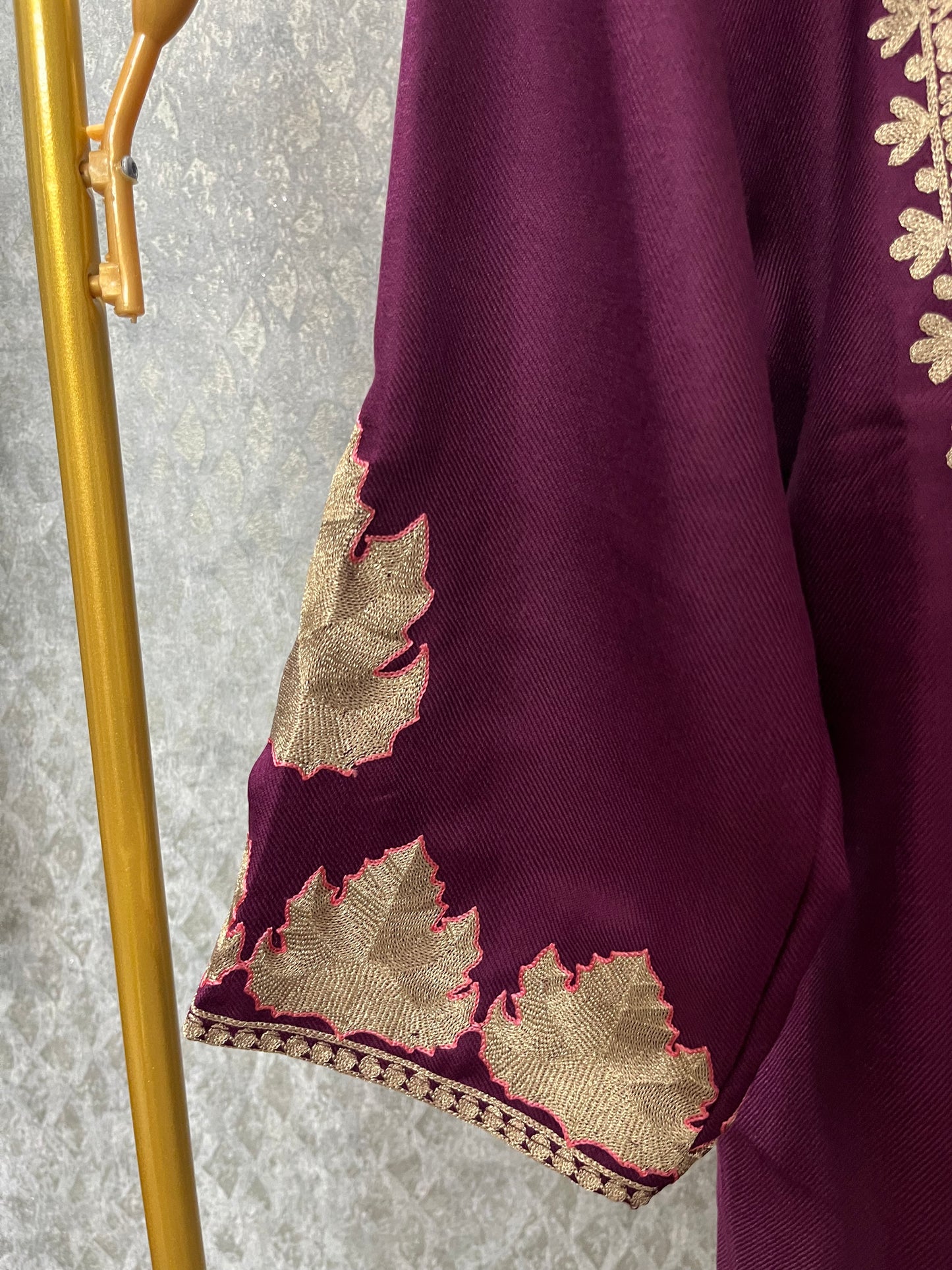 Wine Woollen Kashmiri Co-Ord Set ( Size 44)