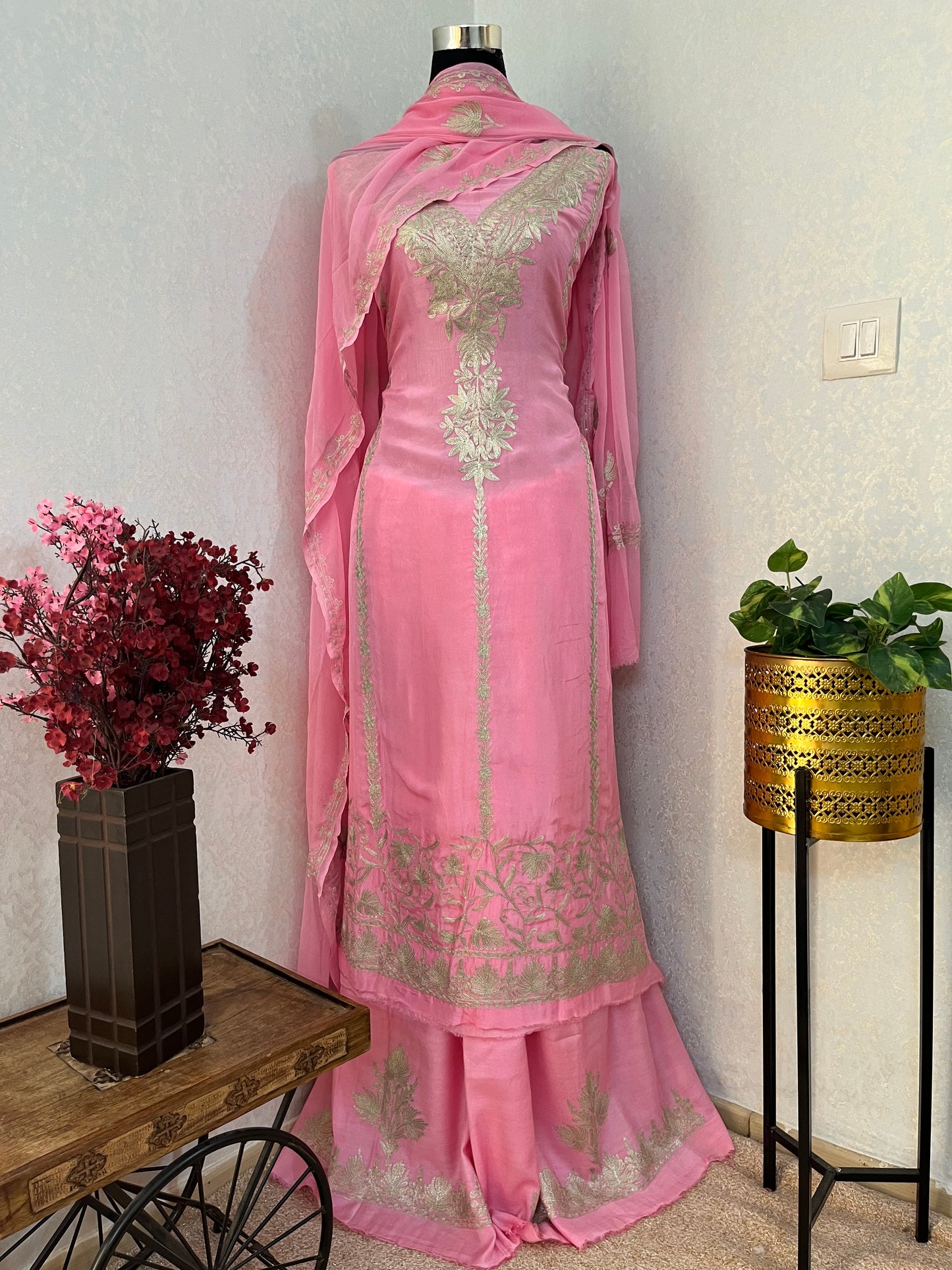 Soft Pink Tilla Kashmiri Silk Suit