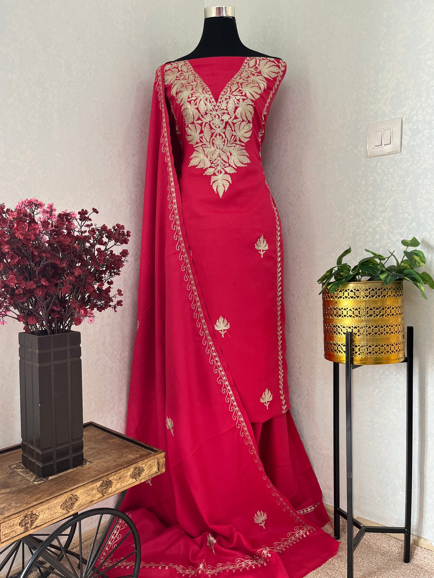 Carrot Pink Tilla Embroidered 3pc Suit Stole