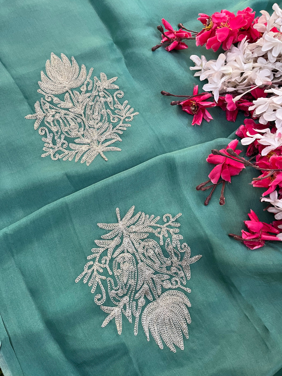 Green Silk Tilla Kashmiri Suit